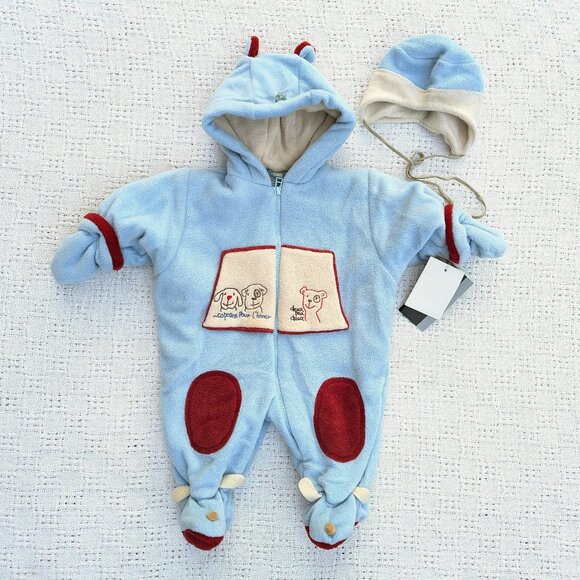 Deux Par Deux Babies' Hooded Insulated Snowsuit + Hat Age 3 Month, 6 m, 9 m NEW - Picture 1 of 16